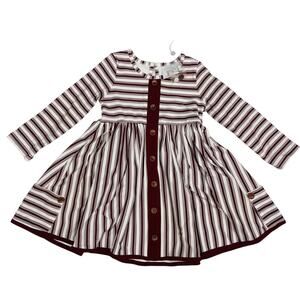 NWT Swoon Baby 2T Maroon Stripe Dress